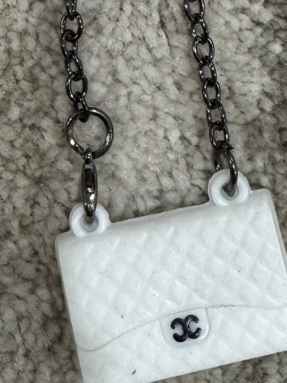 Labubu Doll Bag Charm – White Flap Bag Chain Strap | Brand New